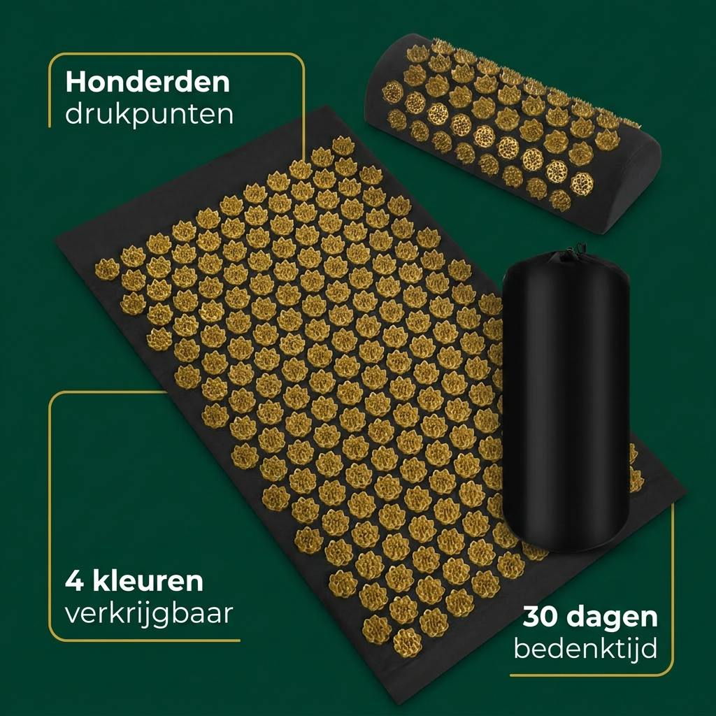 AcuRelax USP's: honderden drukpunten, 4 kleuren, 30 dagen bedenktijd